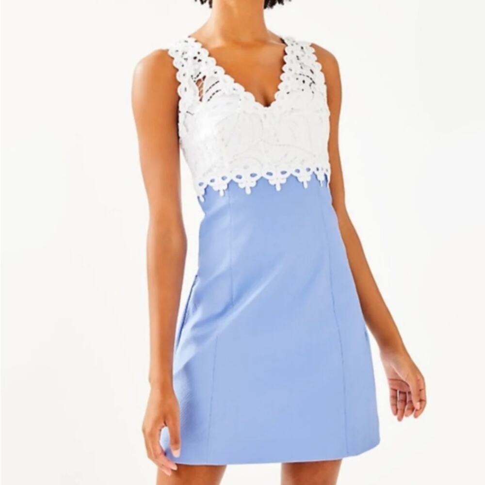LILLY PULITZER Sandi Stretch Shift Dress Periwinkle Blue Sz 0 $248 {3R7} - Picture 2 of 7